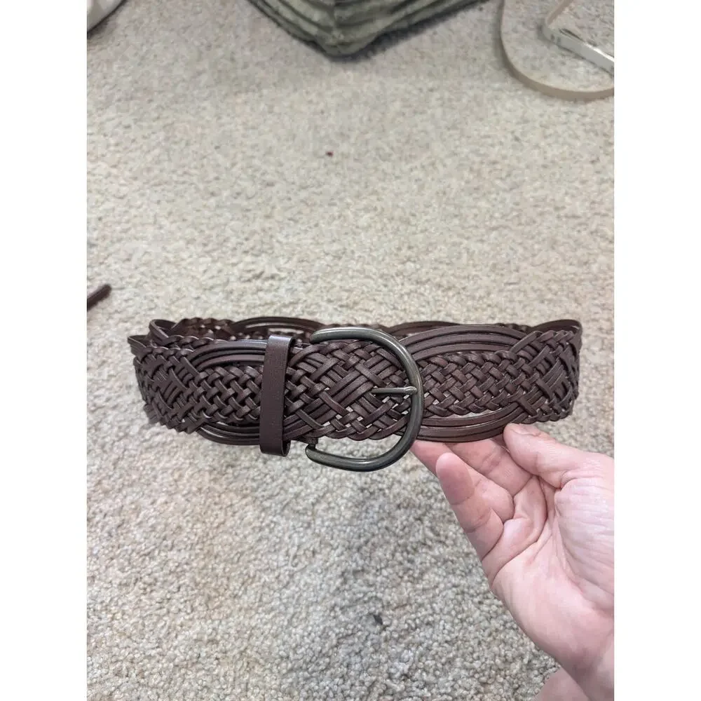 Brown Bonded Leather Braided Belt – Boho, Western, Rustic, Vintage Style,...
